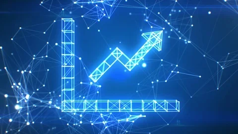 Business Graph Icon Appearing in Network Cloud from Lines and Dots Stock Footage 77154278