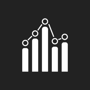 Business graph icon. Chart flat vector illustration on black background. Stock Illustration