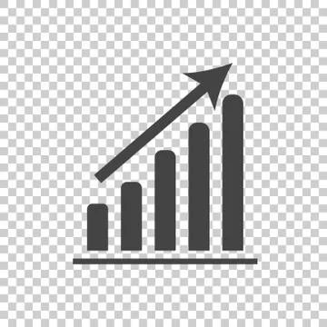 Business graph icon. Chart flat vector illustration on white background. Illustrazione stock