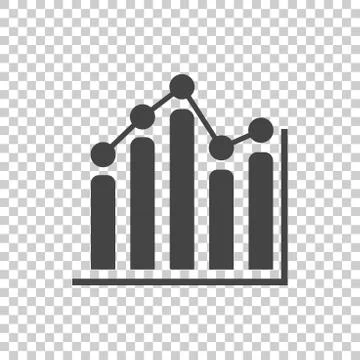 Business graph icon. Chart flat vector illustration on white background. Illustrazione stock