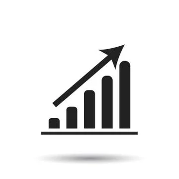 Business graph icon. Chart flat vector illustration on white background. Illustrazione stock