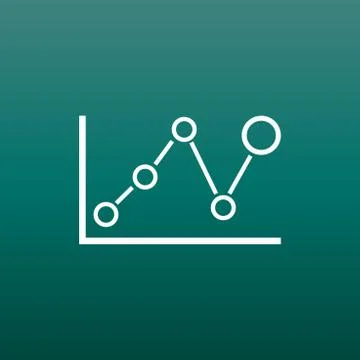 Business graph icon. Chart flat vector illustration on green background. Illustrazione stock