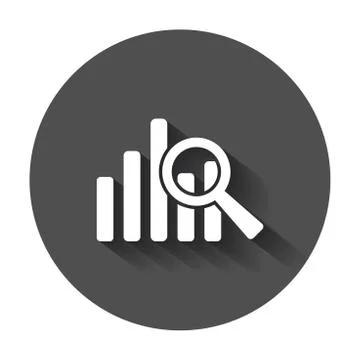 Business graph icon. Chart flat vector illustration with long shadow. Stock Illustration