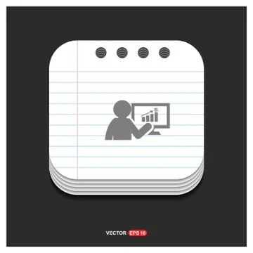 Business graph icon  Gray icon on Notepad Style template Vector EPS 10 Free I Illustrazione stock
