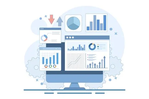 Business Graph Information Report Analysis. Business Data Analysis. 스톡 일러스트