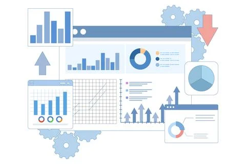 Business Graph Information Report Analysis. Business Data Analysis. Stockillustratie