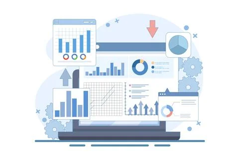 Business Graph Information Report Analysis. Business Data Analysis. Stockillustratie