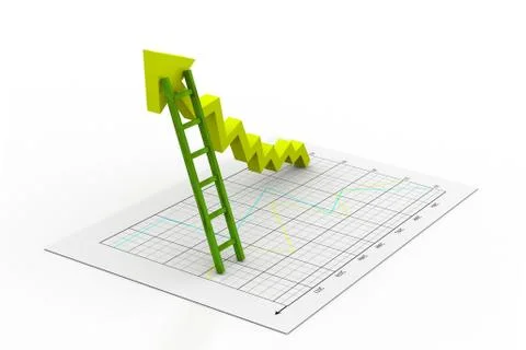 Business graph with ladder Stock Illustration