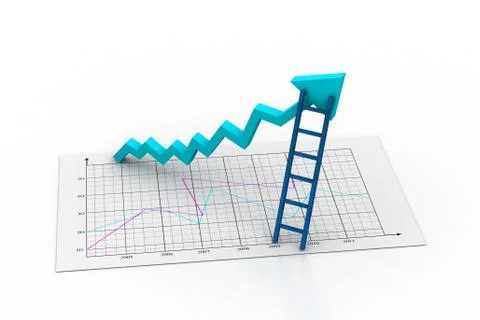 Business graph with ladder Stock Illustration