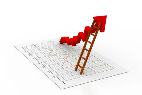 Business graph with ladder Stock Illustration
