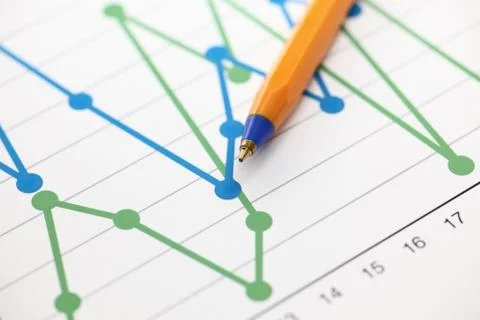 Business graph (line graph) Stock Photos