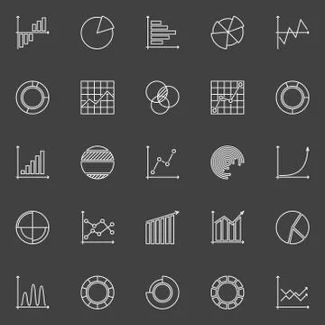 Business graph linear icons Stock Illustration