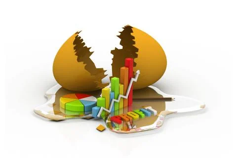 Business graph with open egg. Stock Illustration