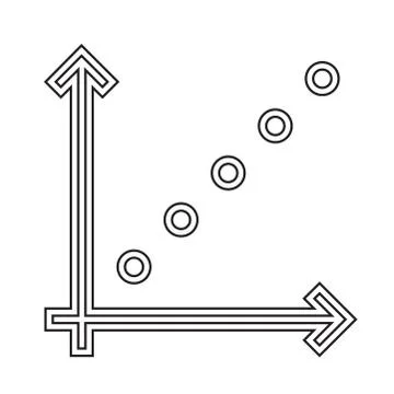 Business graph pointing up vector line icon. Stock Illustration
