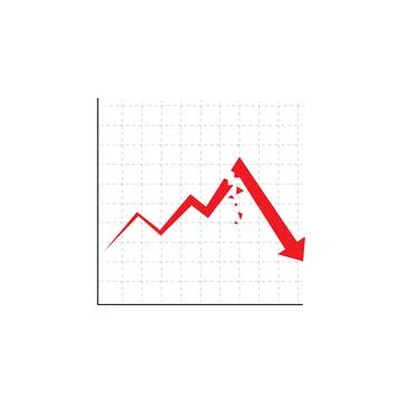 Business graph with red arrow falling down showing sharp decline Stock Illustration