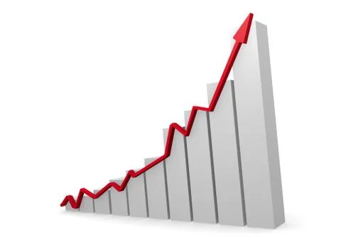 Business graph with a red upswing arrow Stock Illustration