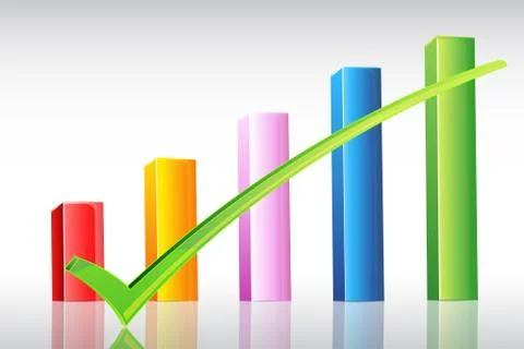 Business graph with right tick Stock Illustration