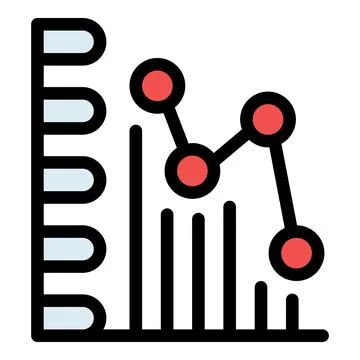 Business graph showing declining trend with connected data points Illustrazione stock