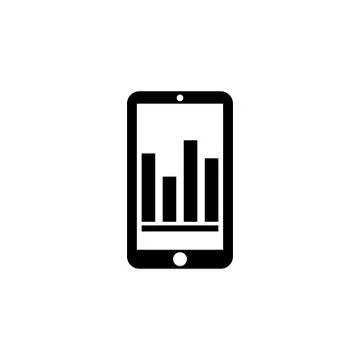 Business Graph on Smartphone, Column Chart Flat Vector Icon Stock Illustration