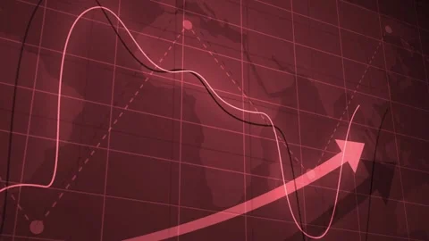 Business graph with upward arrow over world map global growth and financial.. Stock Footage 340383660