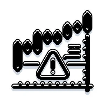 Business graph with warning alert icon Illustrazione stock