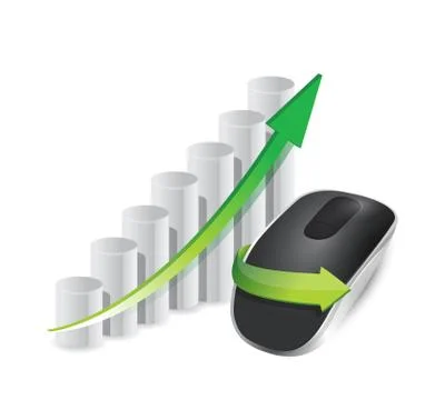 Business graph wireless computer mouse isolated on white background Stock Illustration