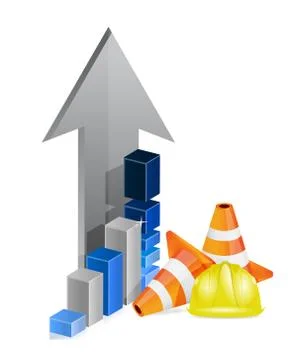 Business graphic concept under construction over a white background Ilustração Stock