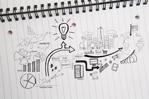 Business graphic on notepad Stock Illustration