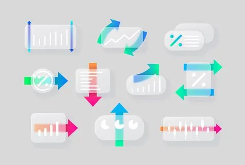 Business graphic vector set, chart line, round and candlestick graph Illustrazione stock