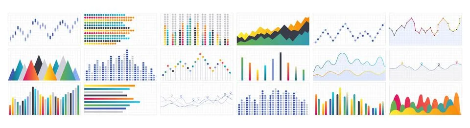 Business graphs. Vector flat design infographic elements collection. Various bar Stock Illustration