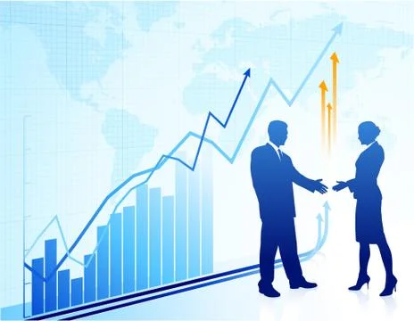 Business greeting background with world map Stock Illustration