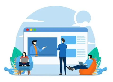 Business group having remote virtual video conference meeting Stock Illustration