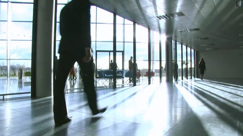 Business group in a large contemporary office building. High quality HD video Stock Footage