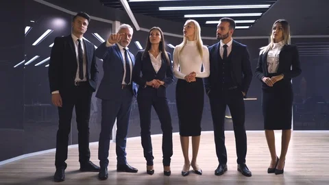 The business group of six working on a virtual screen Stock Footage 124728217