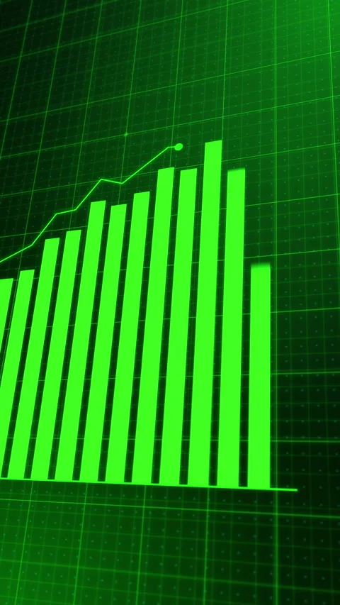Business growing animation bar chart with hi-tech green style progress line. Stock Footage 330518192