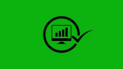 Business growth analysis animation with bar chart monitor icon and check ma.. Stock Footage 344855161
