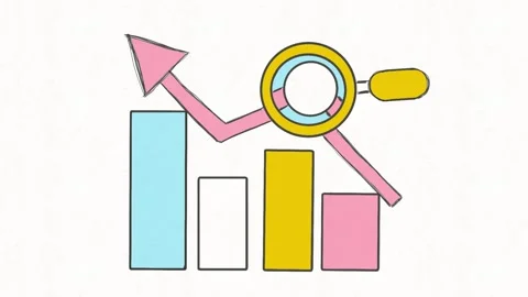Business Growth Analysis with Bar Chart and Magnifying Glass Stock Footage 342018105