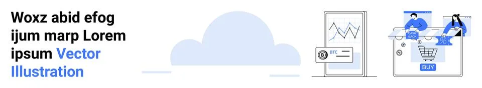 Business Growth Analytics with E-commerce and Cloud Data Solutions Stockillustratie