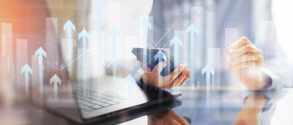 Business Growth and Analytics Visualization Financial Concept. Fotos Stock