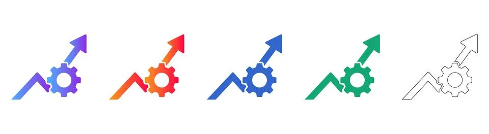 Business Growth and Process Optimization Icons Stock Illustration