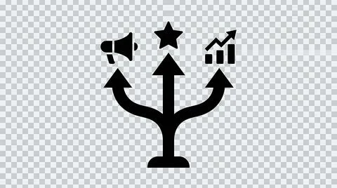 Business growth arrows with megaphone star and chart icons Stock Illustration