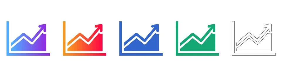 Business Growth Bar Chart Progress Icons Stock Illustration