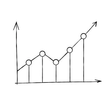 Business growth chart. Analytics and data analysis. Doodle graph. 스톡 일러스트