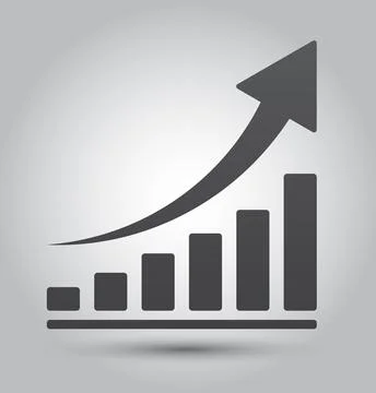 Business growth chart with arrow pointing up Stock Illustration