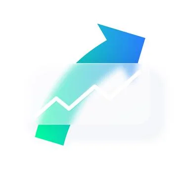 Business growth chart line graph with glassmorphism effect, vector blur glass on Illustrazione stock