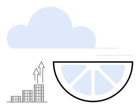Business growth, cloud storage, digital analysis, data management, sustainabi 스톡 일러스트