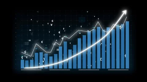 Business growth concept in allusive graph chart showing marketing sales profit Stock Illustration