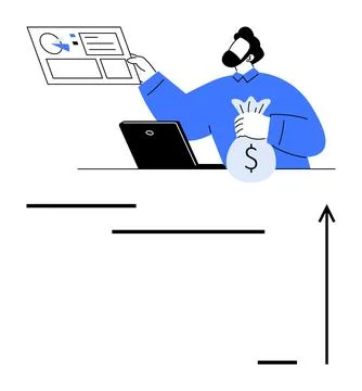 Business Growth Concept with Data Analysis and Financial Success Visualizatio Illustrazione stock