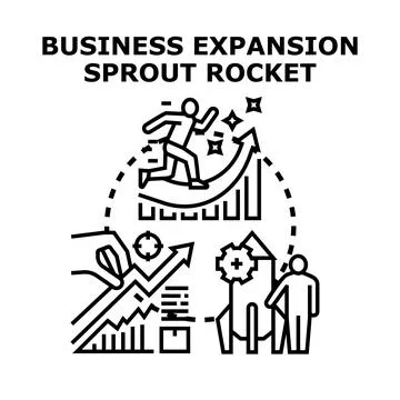 Business growth concept with rocket launch expansion Stock Illustration