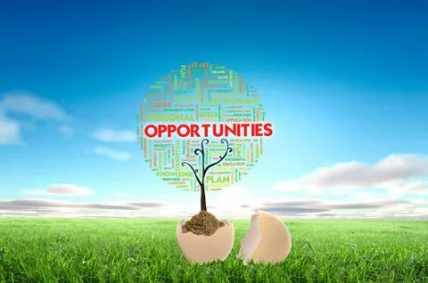 Business growth concept with tree cloud text in the egg Stock Illustration